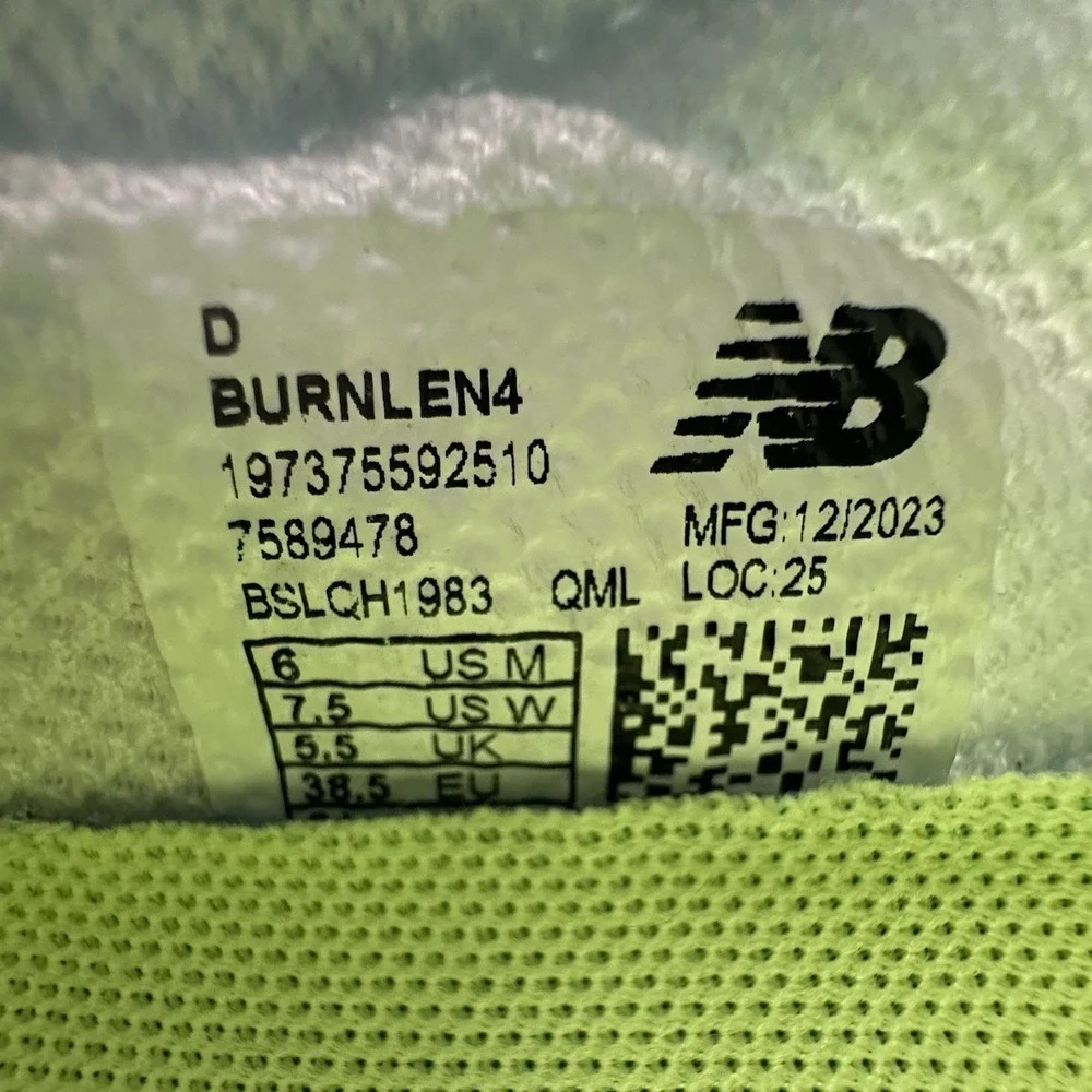 New Balance Burn X4 Low Lacrosse Cleats Mens Size 6 White Green Orange LAX